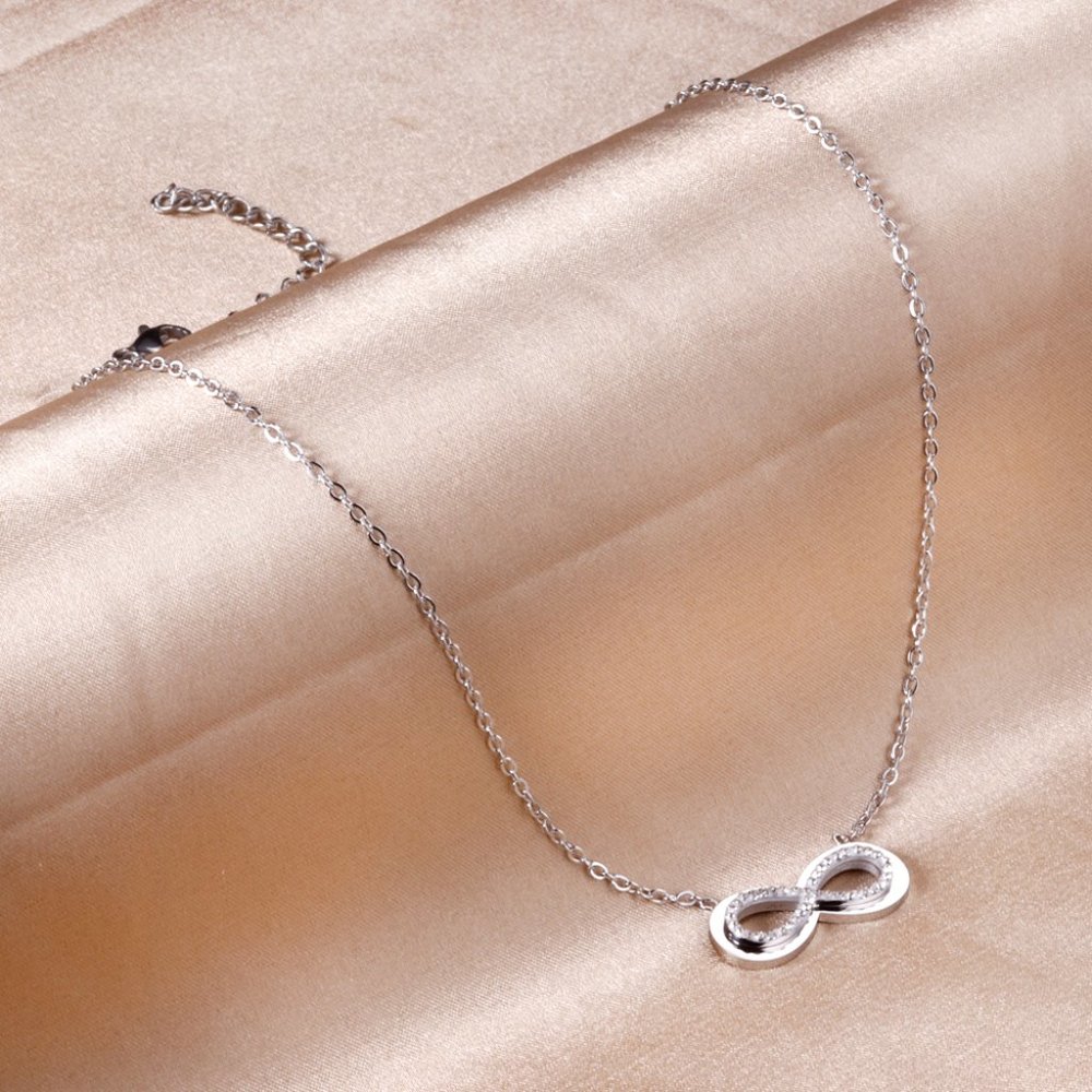 Stainless Steel Infinity Crystal Pendant Necklace